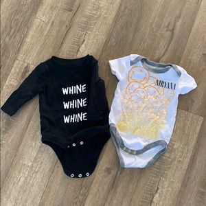 Band Shirt Nirvana and black onsie.  3 mo baby.